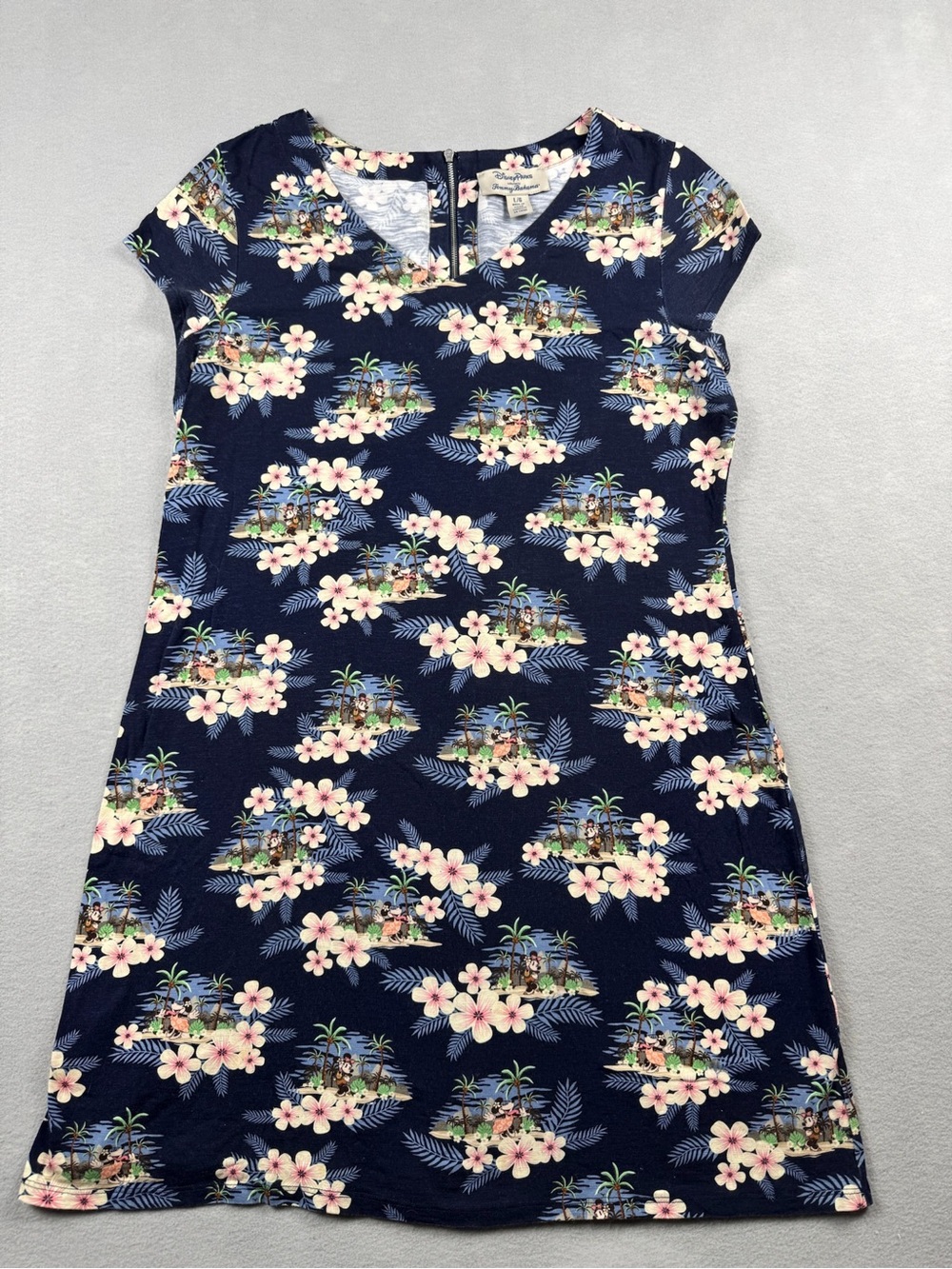 Disney Parks Minnie Tommy Bahama Tropical/Polynesian Womens L Dress Blue Floral